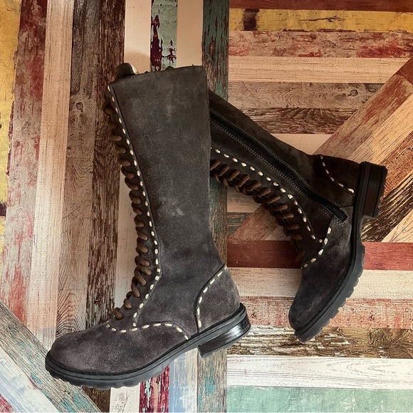 I Pinco Pallino Imelde & Stefano Cavalleri Girls Suede Boots Lace Knee High 11 - Picture 2 of 13